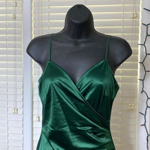 Emerald satin dress